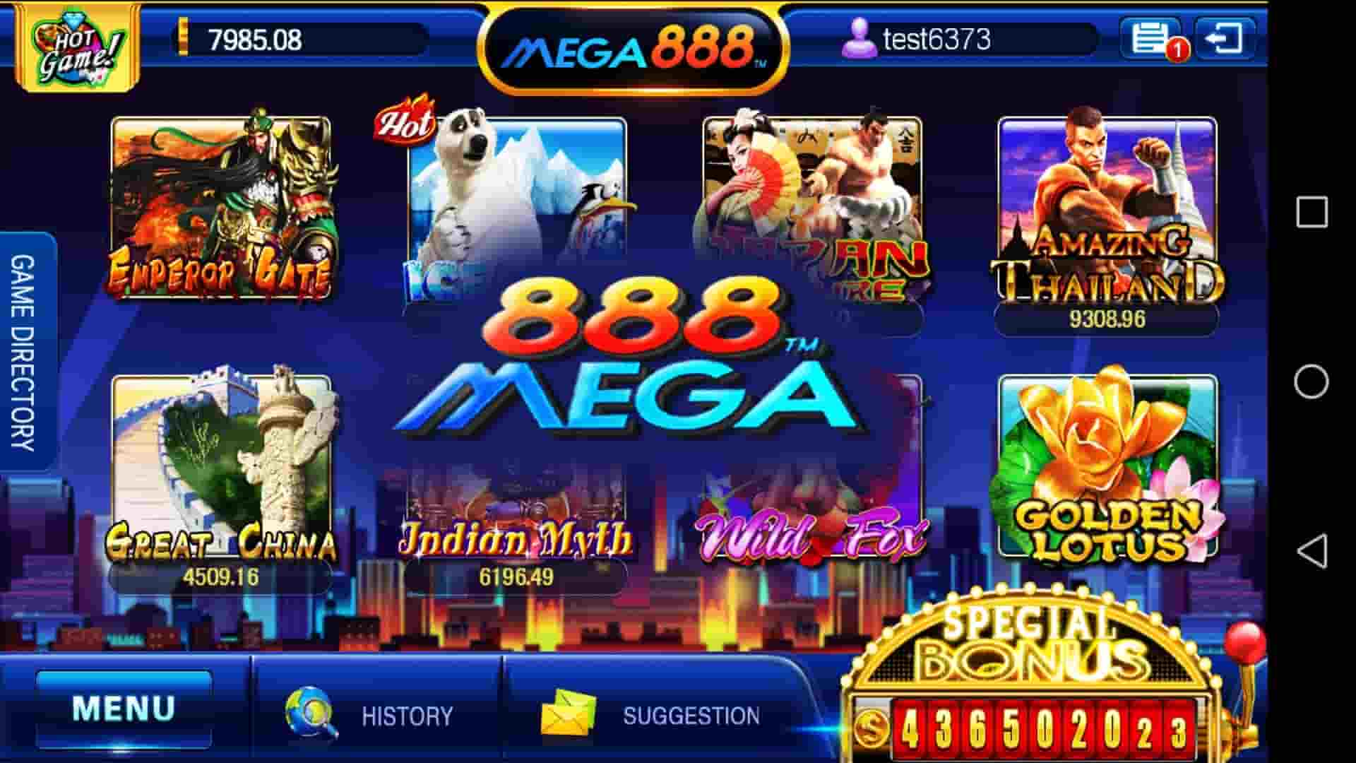 Games available on mega888